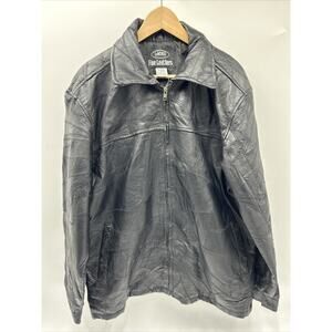 LeWorld Fine Leather Jacket Men's Size XL Black Distressed 100% Leather Jacket